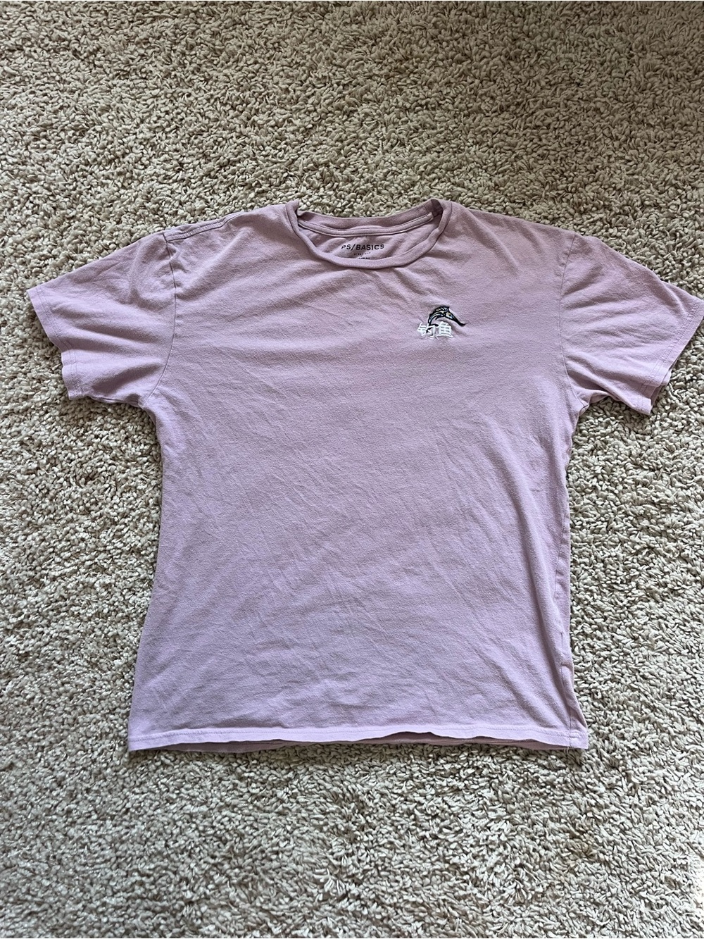 PacSun Basics Pink Purple Embroidered Fish Tee Size Small